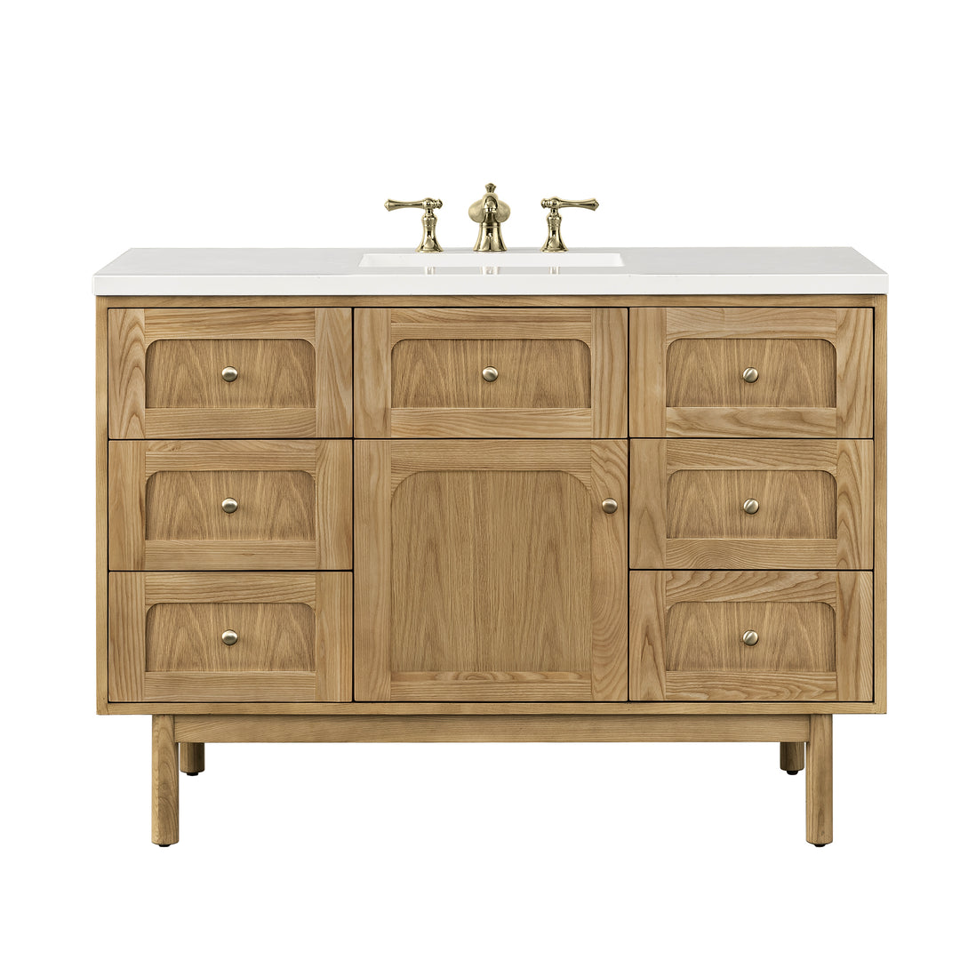 Laurent 48" Single Vanity, Light Natural Oak w/ 3 CM White Zeus Top