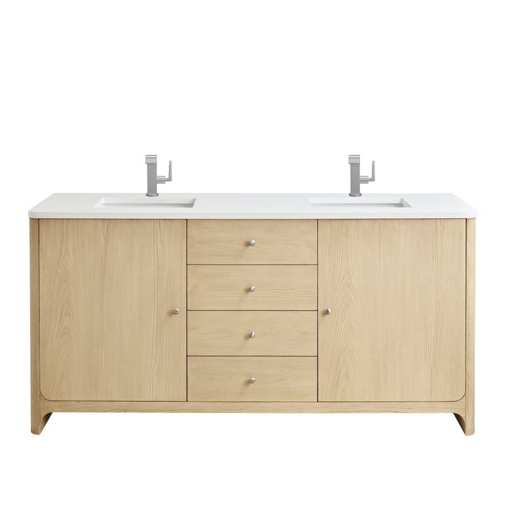 Gracyn 72" Double Vanity, Coastal Driftwood, w/ 3 CM White Zeus Quartz Top