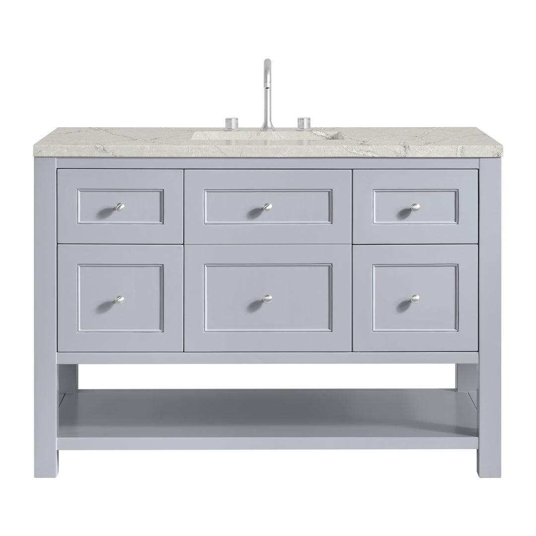 Breckenridge 48" Single Vanity, Serenity Blue, w/ 3 CM Victorian Silver Quartz Top