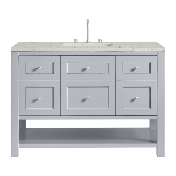 Breckenridge 48" Single Vanity, Serenity Blue, w/ 3 CM Victorian Silver Quartz Top