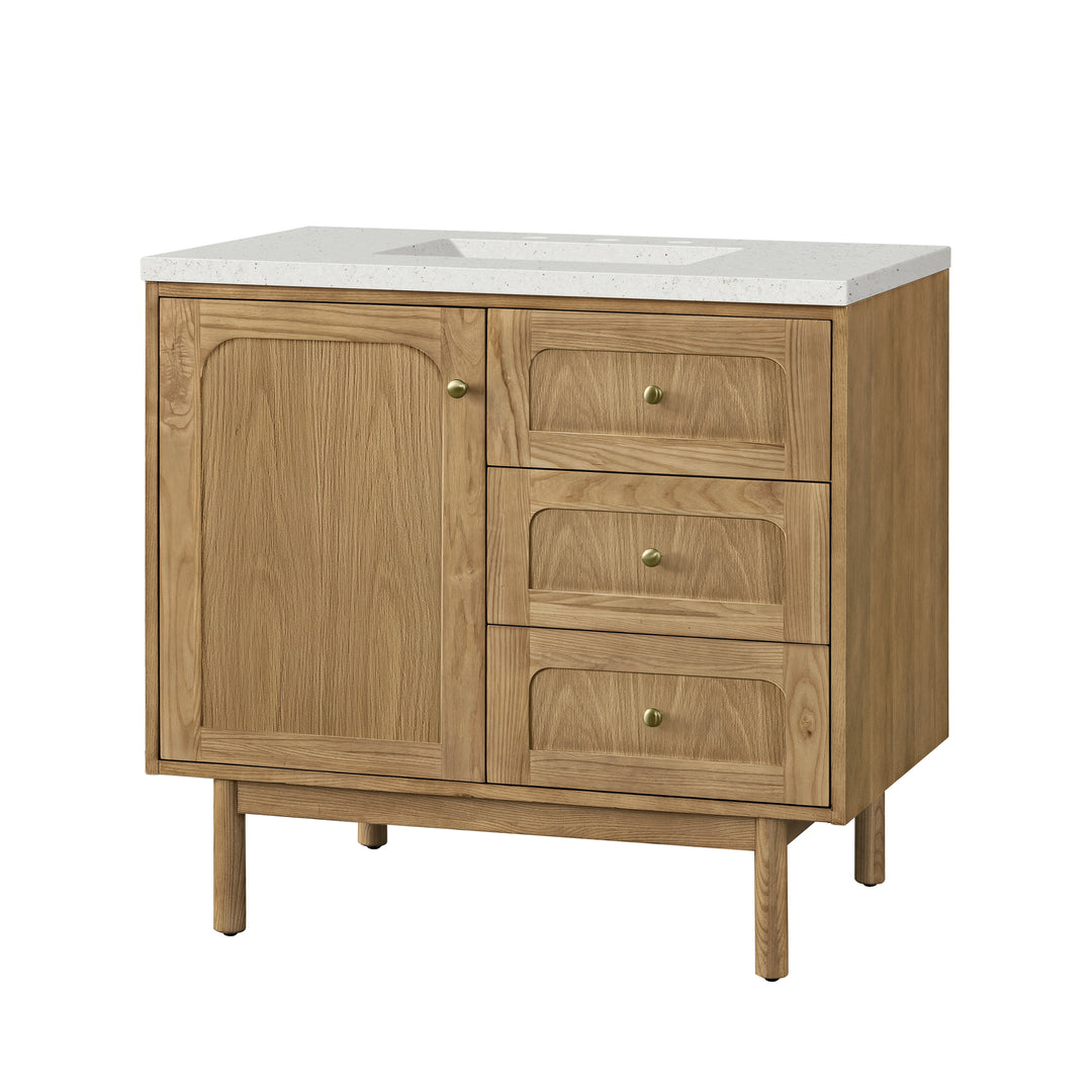 Laurent 36" Single Vanity, Light Natural Oak w/ 3 CM Lime Delight Top
