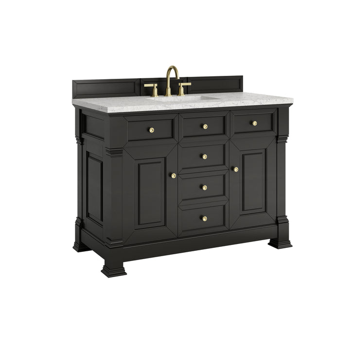 Brookfield 48" Single Vanity, Black Onyx w/ 3 CM Eternal Jasmine Pearl Silestone® Top