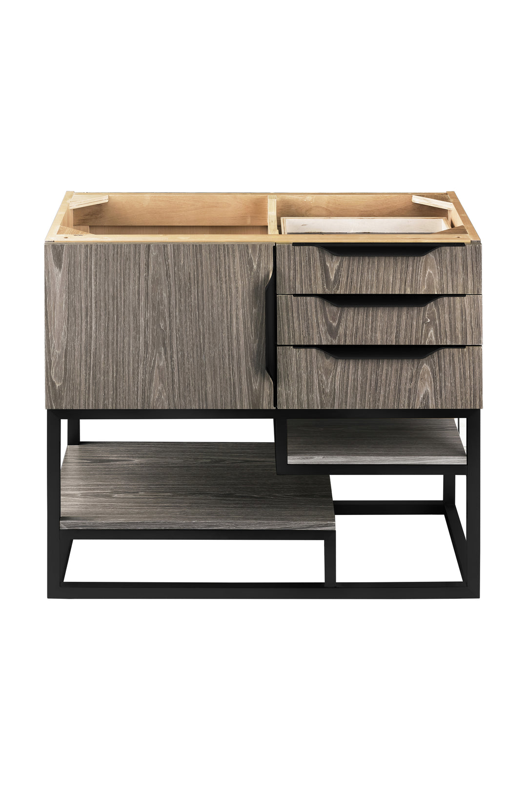 Columbia 36" Single Vanity Cabinet, Ash Gray, Matte Black