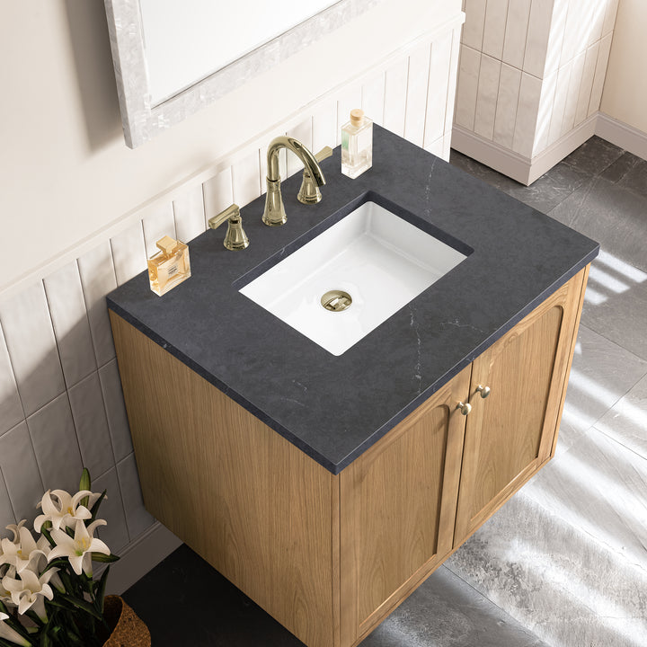 Laurent 30" Single Vanity, Light Natural Oak w/ 3 CM Charcoal Soapstone Top