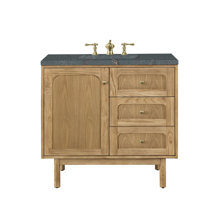 Laurent 36" Single Vanity, Light Natural Oak w/ 3 CM Parisien Bleu Top