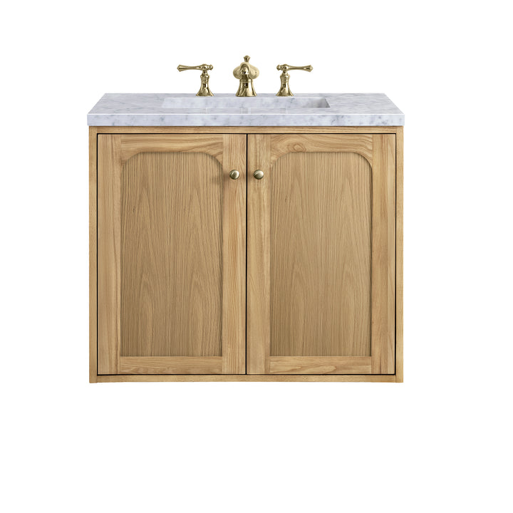 Laurent 30" Single Vanity, Light Natural Oak w/ 3 CM Carrara Marble Top