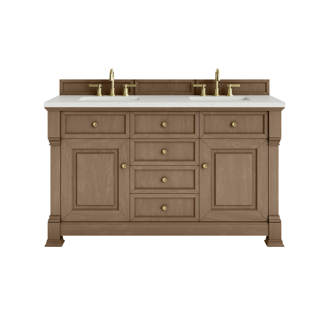Brookfield 60" Double Vanity, Pecan w/ 3 CM Lime Delight Silestone®  Top