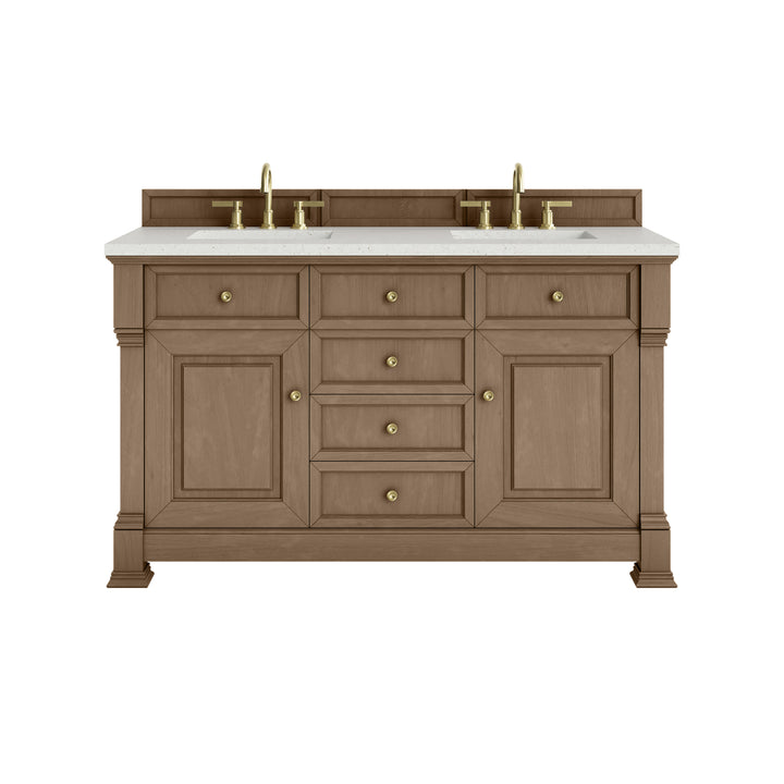 Brookfield 60" Double Vanity, Pecan w/ 3 CM Lime Delight Silestone®  Top