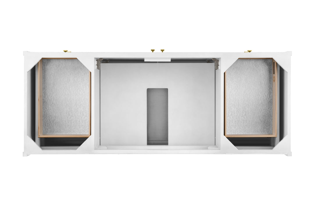 Chicago 60" Single Vanity, Glossy White, w/ 3 CM Victorian Silver Silestone® Top