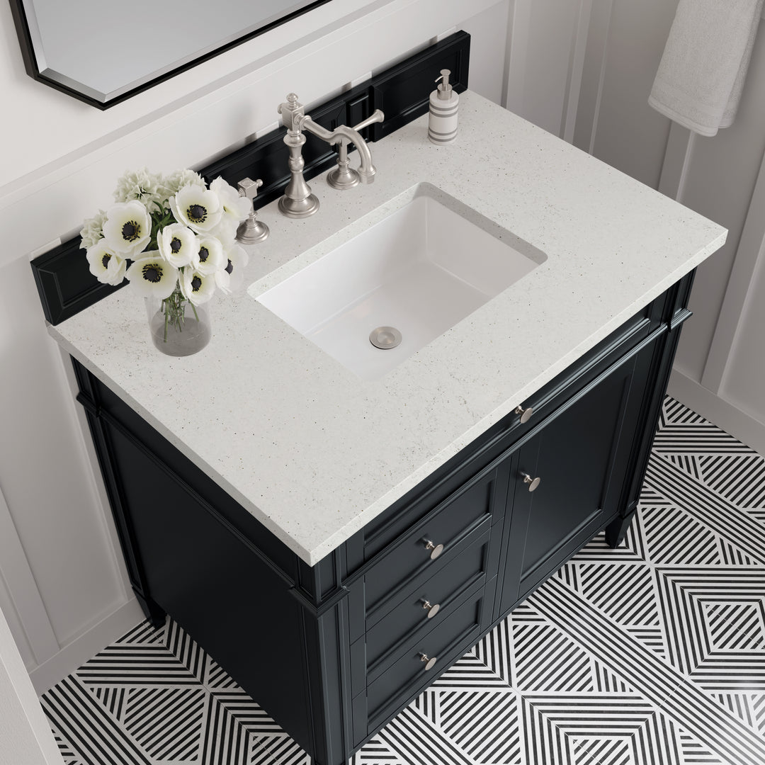 Brittany 36" Single Vanity, Black Onyx w/ 3 CM Lime Delight Silestone Top