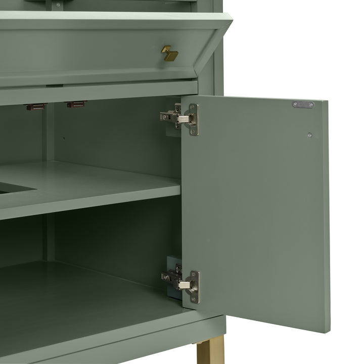 Chicago 30" Single Vanity, Smokey Celadon, w/ 3 CM Victorian Silver Silestone® Top