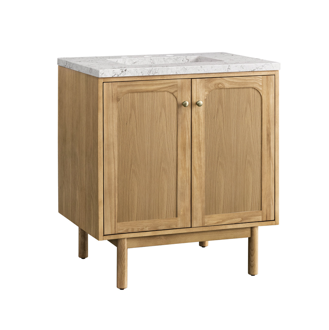 Laurent 30" Single Vanity, Light Natural Oak w/ 3 CM Eternal Jasmine Pearl Top