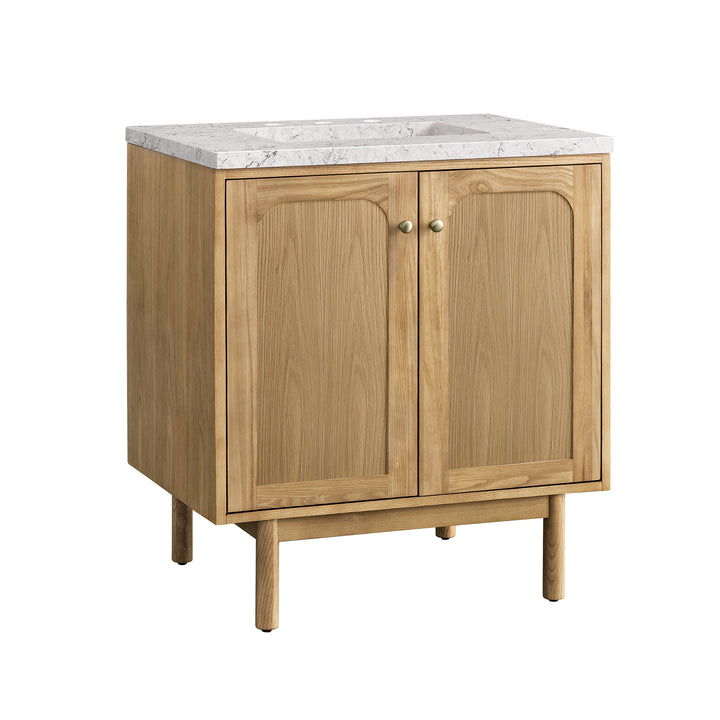 Laurent 30" Single Vanity, Light Natural Oak w/ 3 CM Eternal Jasmine Pearl Top