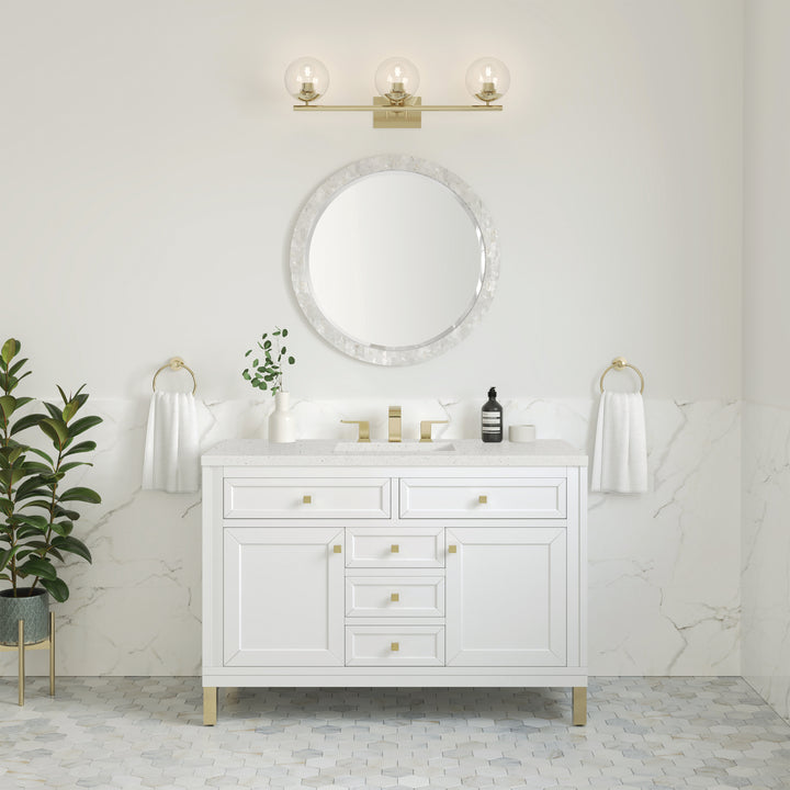 Chicago 48" Single Vanity, Glossy White, w/ 3 CM Lime Delight Silestone® Top
