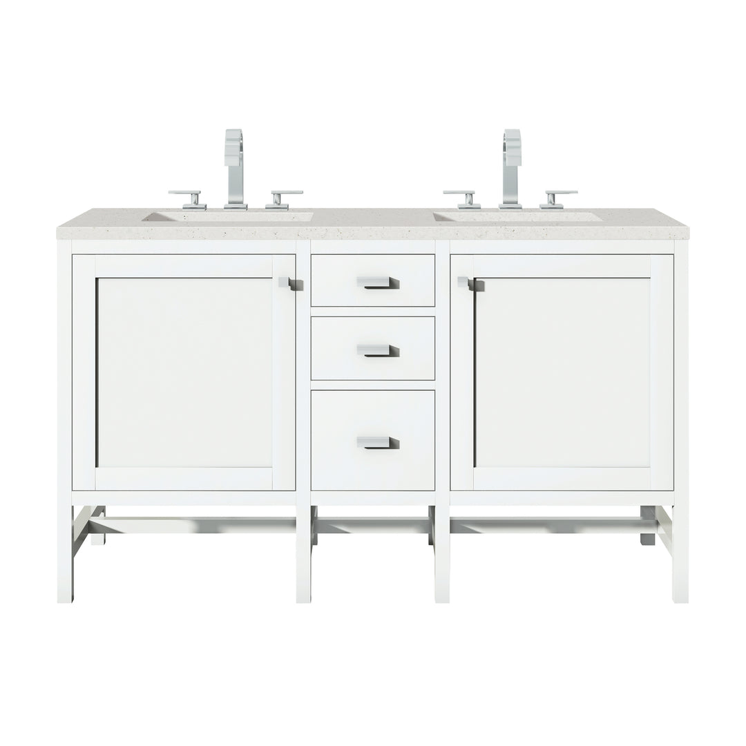 Addison 60" Double Vanity, Glossy White w/ 3 CM Lime Delight Silestone Top
