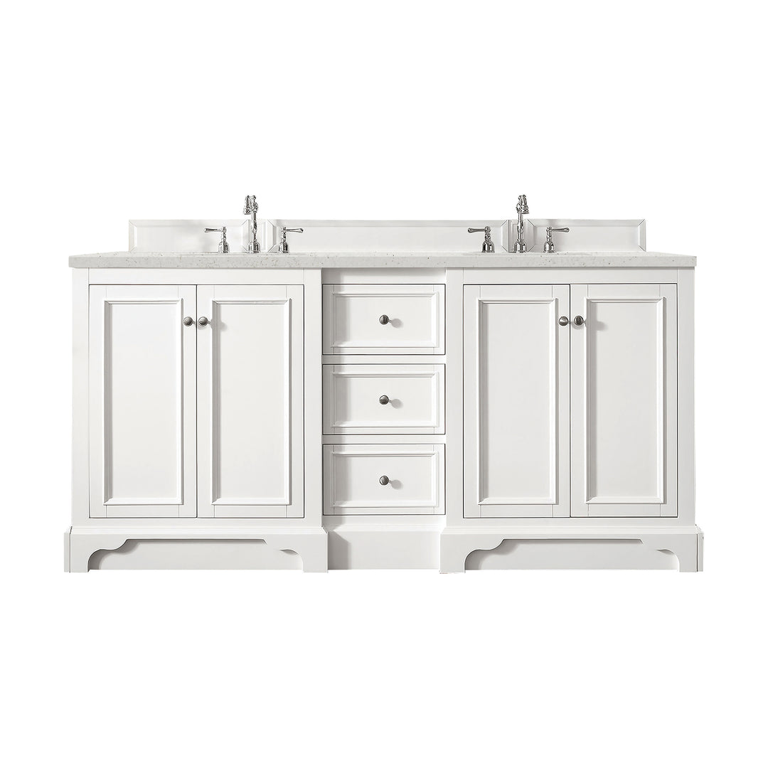 De Soto 72" Double Vanity, Bright White w/ 3 CM Lime Delight Silestone Top