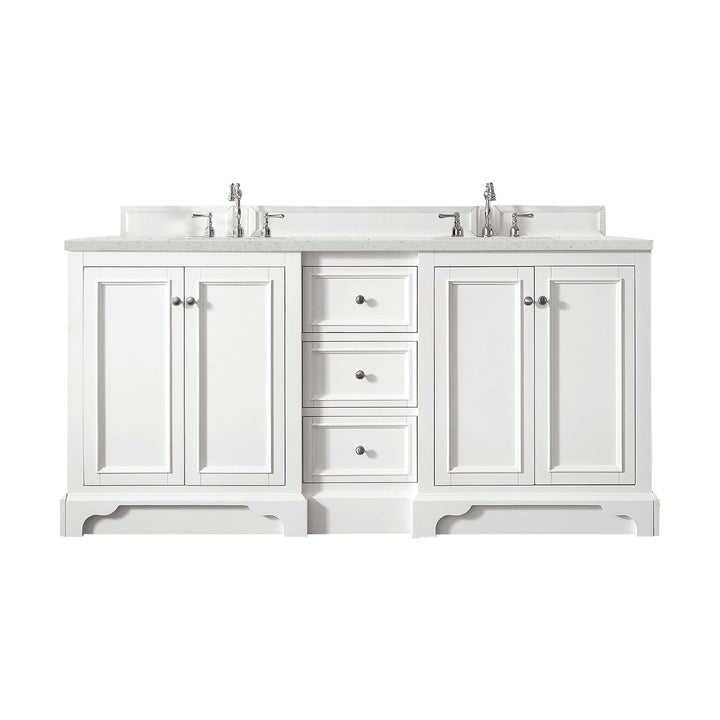 De Soto 72" Double Vanity, Bright White w/ 3 CM Lime Delight Silestone Top