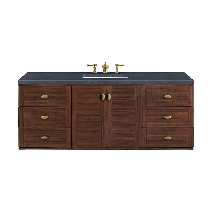 Amberly 60" Single Vanity, Mid-Century Walnut w/ 3 CM Charcoal Soapstone Top