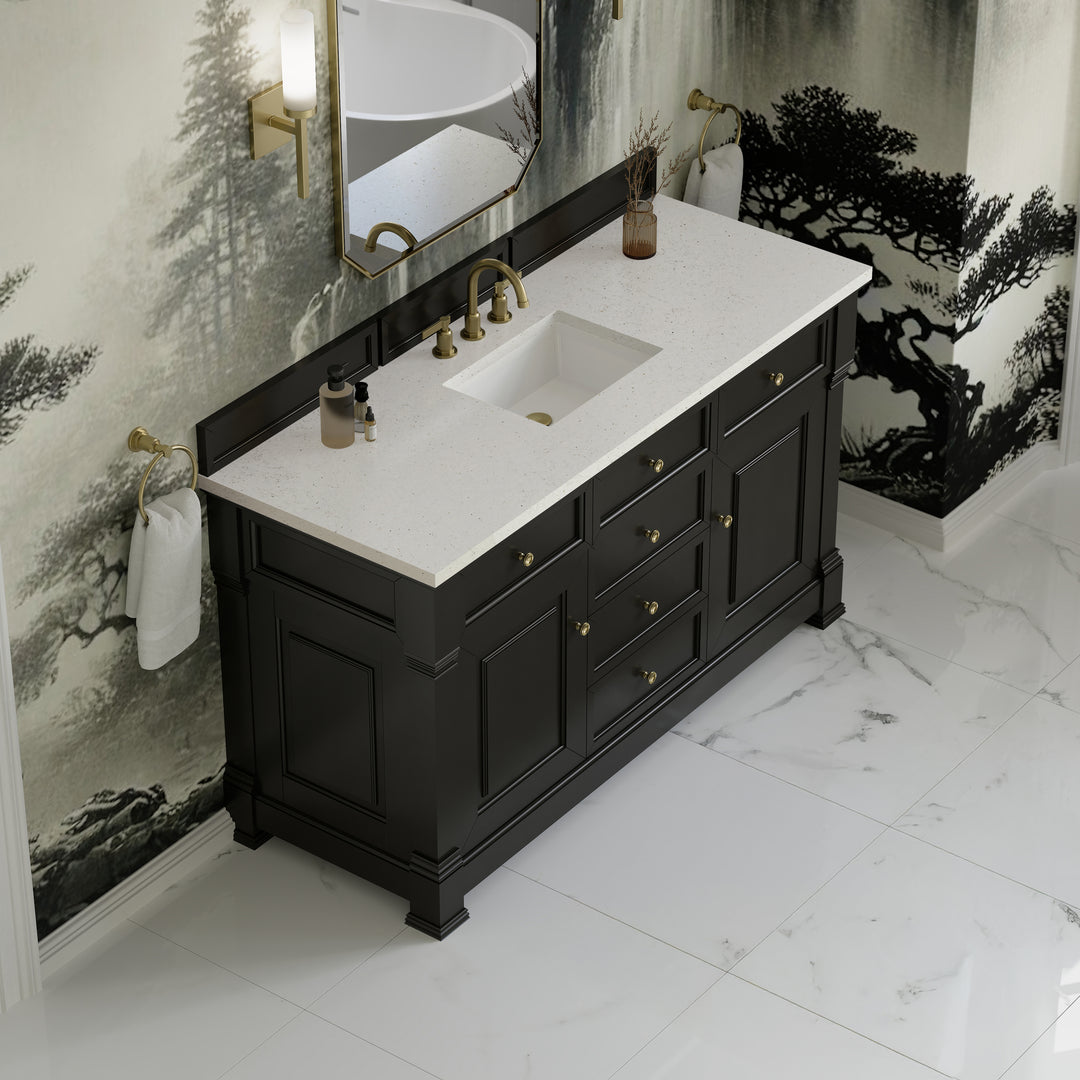 Brookfield 60" Single Vanity, Black Onyx w/ 3 CM Lime Delight Silestone® Top