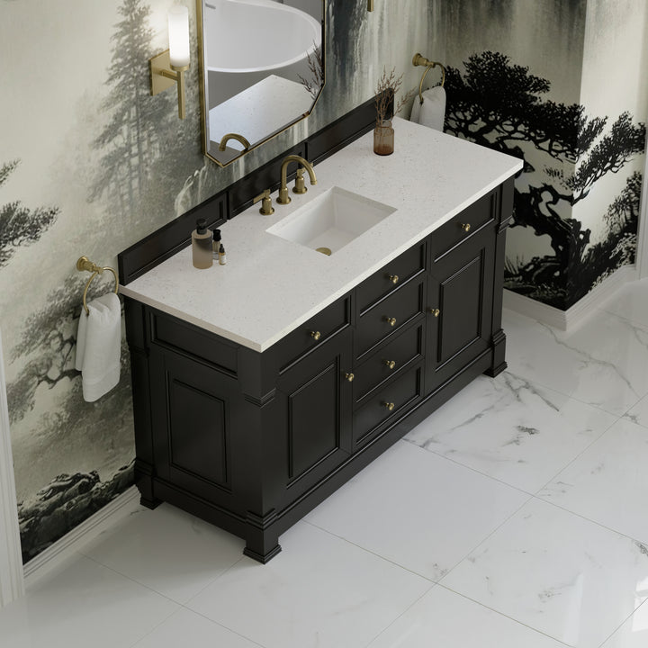 Brookfield 60" Single Vanity, Black Onyx w/ 3 CM Lime Delight Silestone® Top