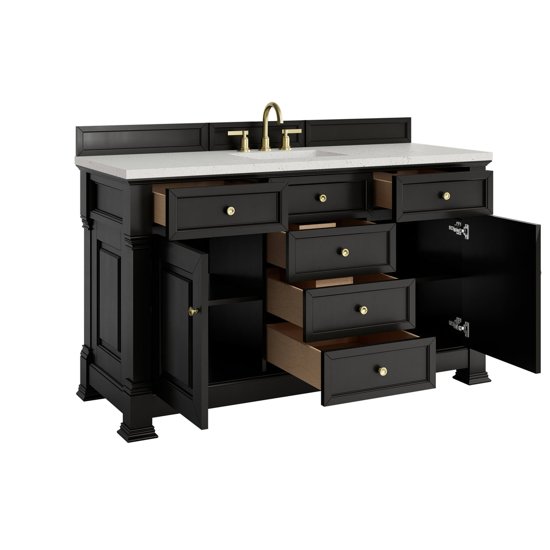 Brookfield 60" Single Vanity, Black Onyx w/ 3 CM Lime Delight Silestone® Top