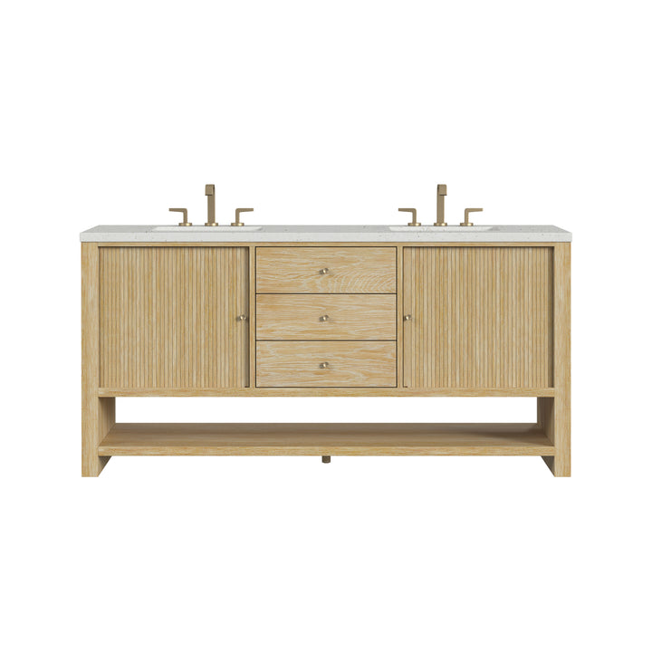 Marigot 72" Double Vanity, Sunwashed Oak w/ 3 CM Lime Delight Silestone Top