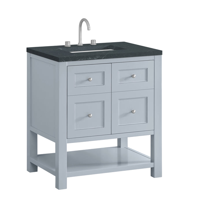 Breckenridge 30" Single Vanity, Serenity Blue, w/ 3 CM Charcoal Soapstone Quartz Top
