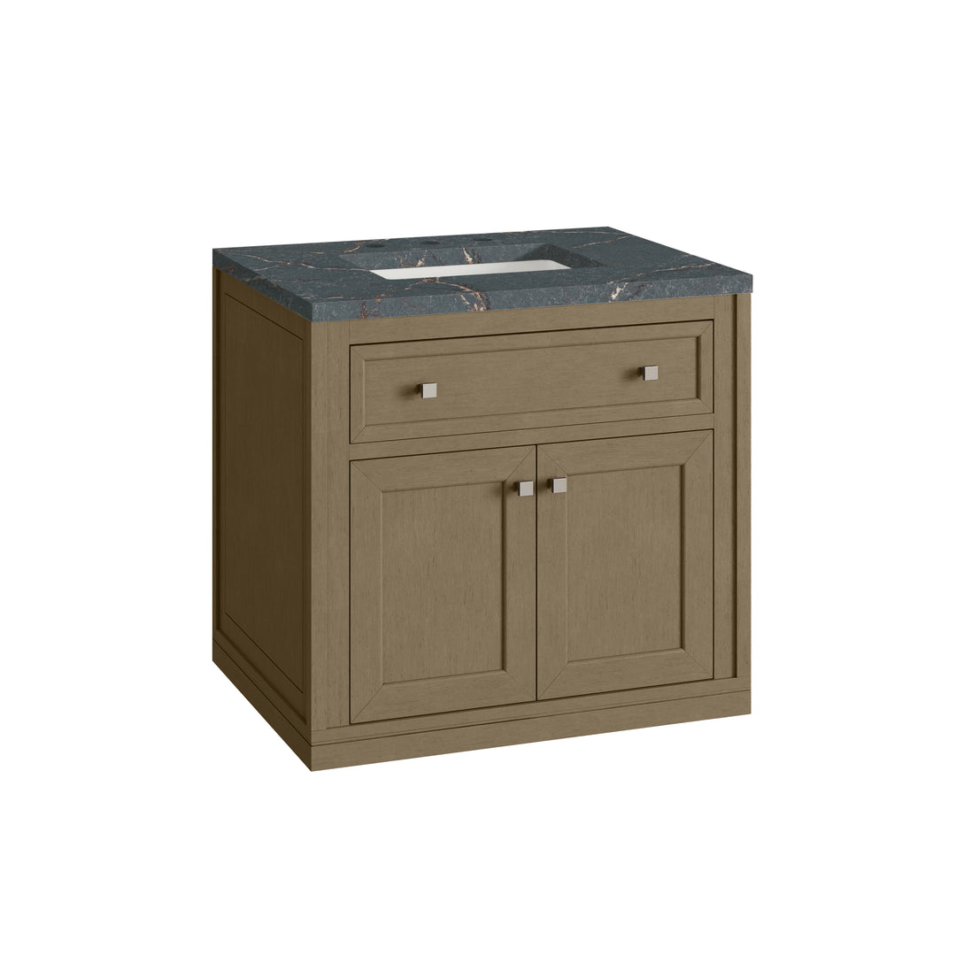Chicago 30" Single Vanity, Walnut Whisper, w/ 3 CM Parisien Bleu Silestone® Top
