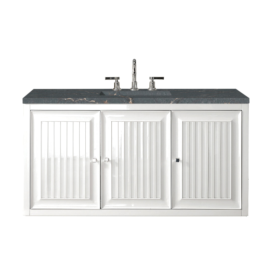 Athens 48" Single Vanity, Glossy White w/ 3 CM Parisien Bleu Silestone Top