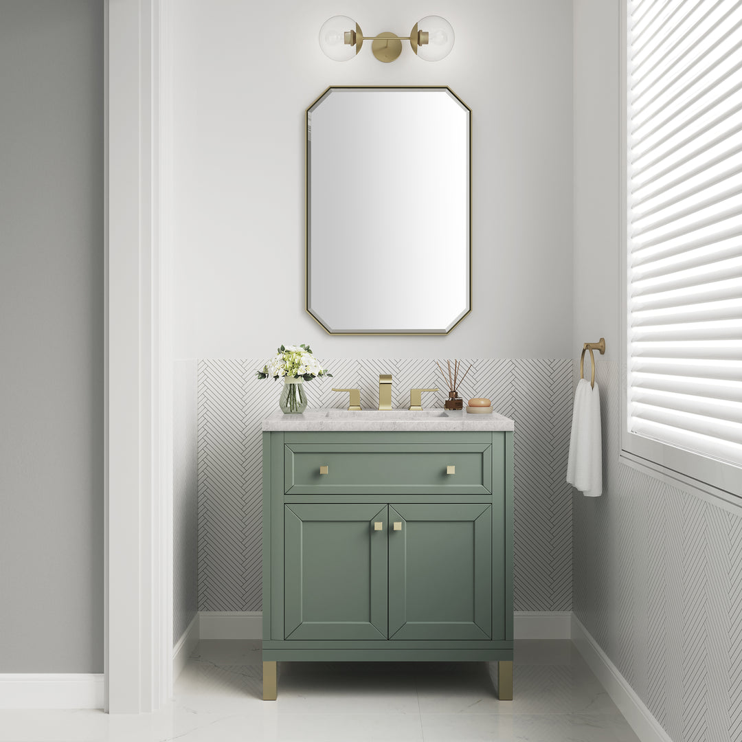 Chicago 30" Single Vanity, Smokey Celadon, w/ 3 CM Eternal Jasmine Pearl Silestone® Top