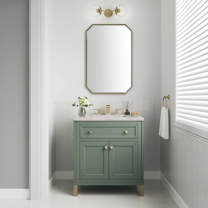 Chicago 30" Single Vanity, Smokey Celadon, w/ 3 CM Eternal Jasmine Pearl Silestone® Top