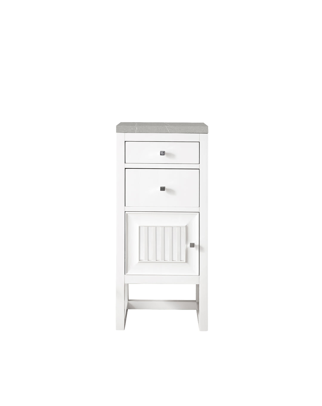 Athens 15" Base Cabinet w/ Drawers and Left Door, Glossy White w/ 3 CM Eternal Serena Top
