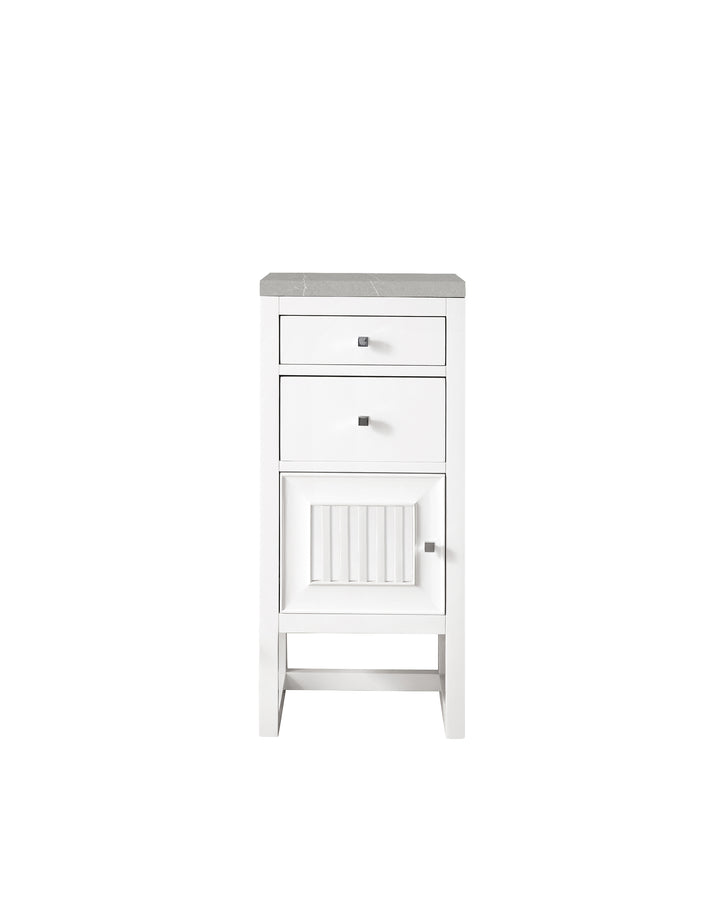 Athens 15" Base Cabinet w/ Drawers and Left Door, Glossy White w/ 3 CM Eternal Serena Top
