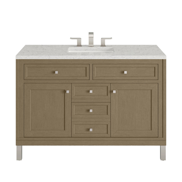 Chicago 48" Single Vanity, Walnut Whisper, w/ 3 CM Eternal Jasmine Pearl Silestone® Top