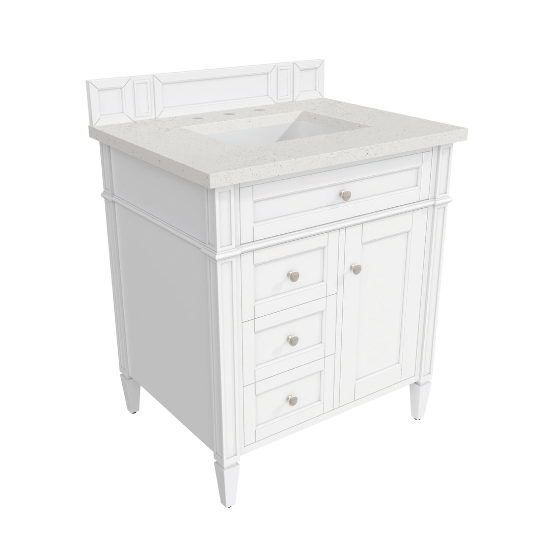 Brittany 30" Single Vanity, Bright White, w/ 3 CM Lime Delight Silestone Top