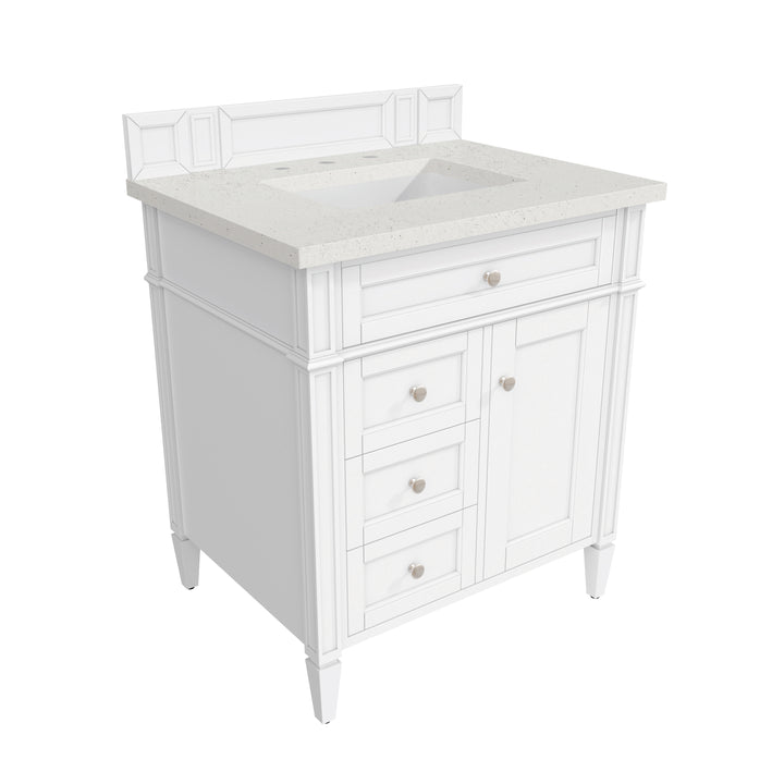 Brittany 30" Single Vanity, Bright White, w/ 3 CM Lime Delight Silestone Top