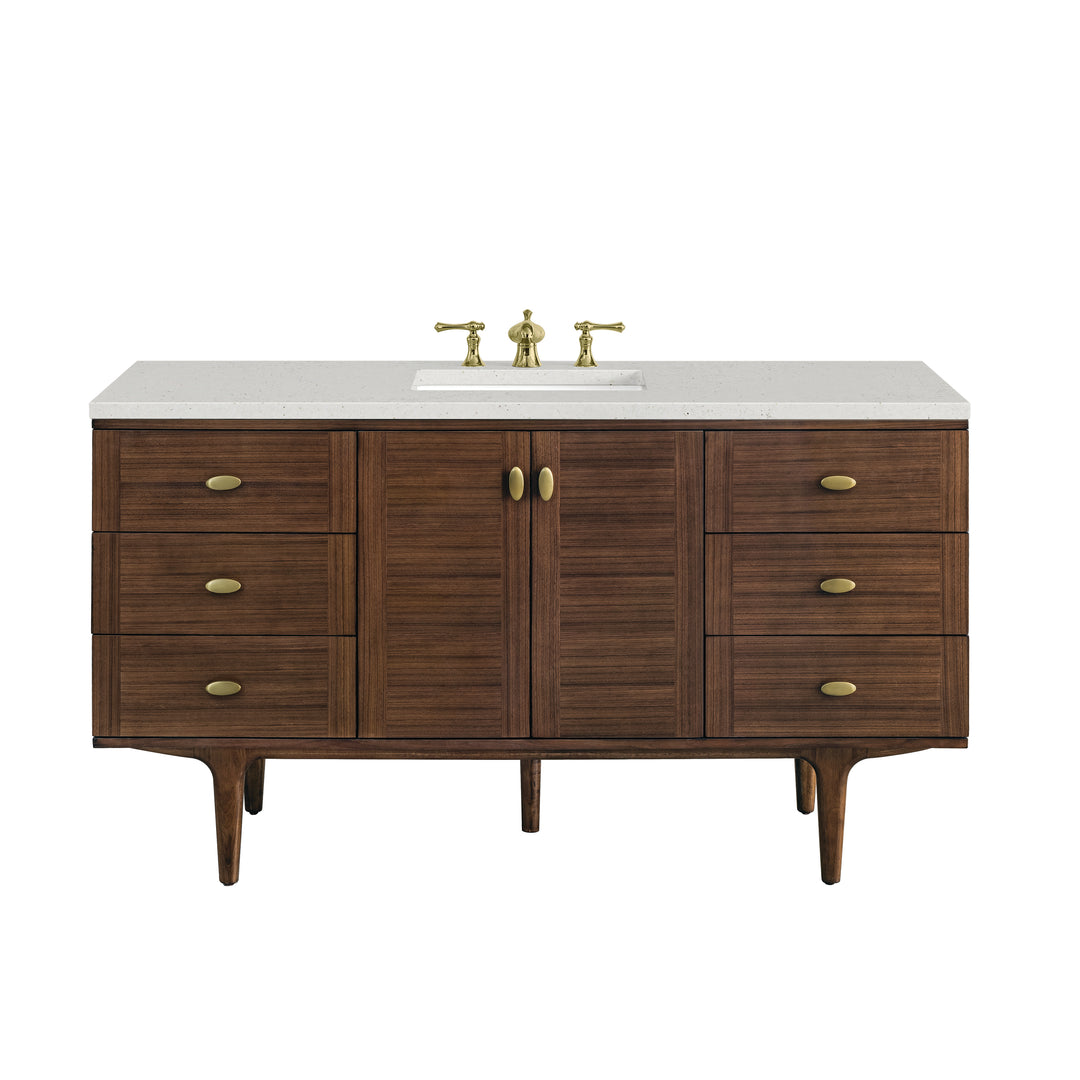 Amberly 60" Single Vanity, Mid-Century Walnut w/ 3 CM Lime Delight Top