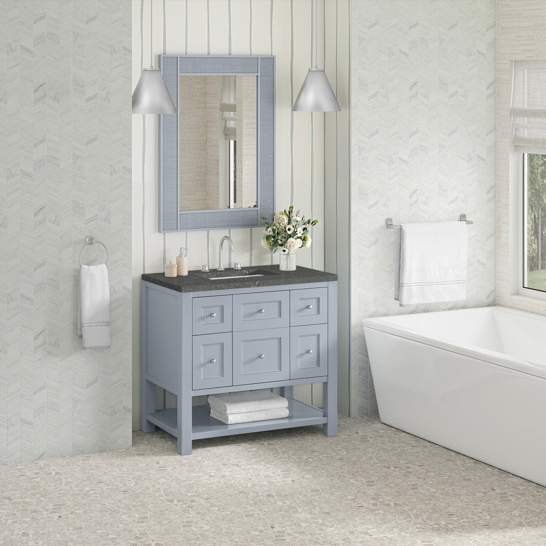 Breckenridge 36" Single Vanity, Serenity Blue, w/ 3 CM Parisien Bleu Quartz Top