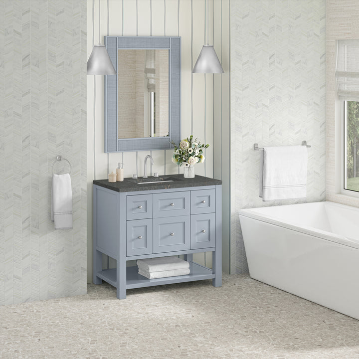 Breckenridge 36" Single Vanity, Serenity Blue, w/ 3 CM Parisien Bleu Quartz Top
