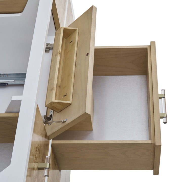 Olena 48" Single Vanity, Light Mappa Burl and Polished White