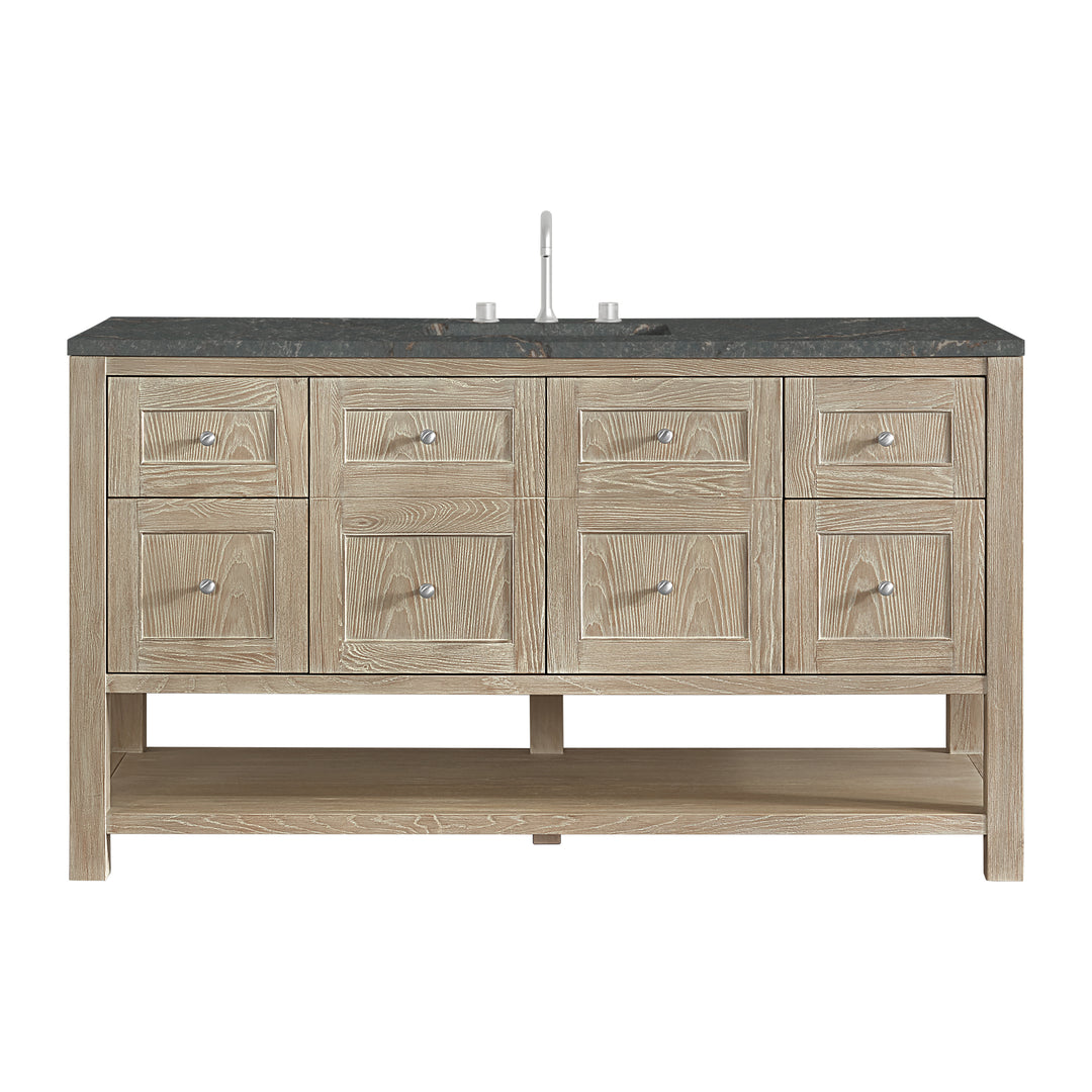 Breckenridge 60" Single Vanity, Whitewashed Oak w/ 3 CM Parisien Bleu Top w/ FreePower Wireless Charger
