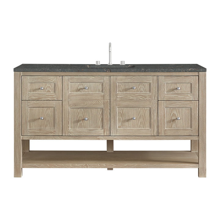 Breckenridge 60" Single Vanity, Whitewashed Oak w/ 3 CM Parisien Bleu Top w/ FreePower Wireless Charger