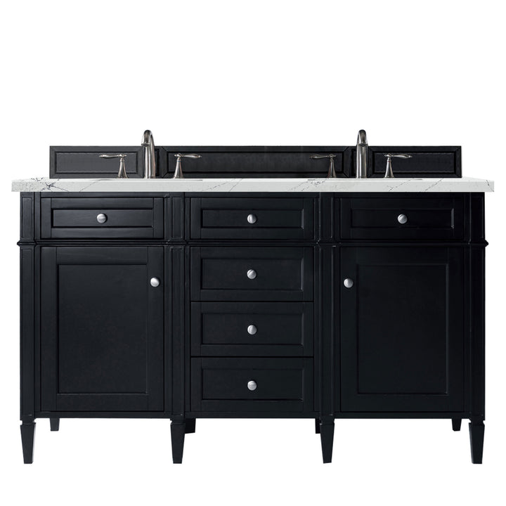 Brittany 60" Double Vanity, Black Onyx w/ 3 CM Ethereal Noctis Silestone Top