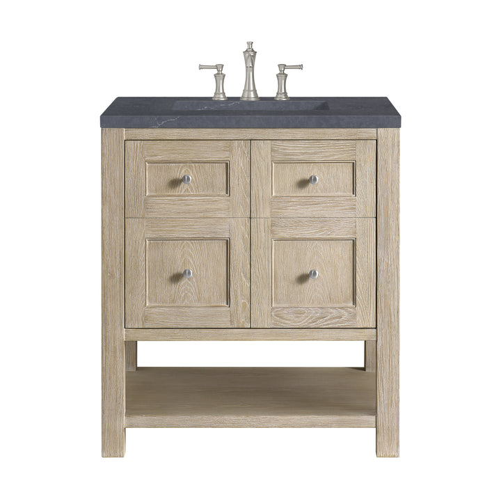 Breckenridge 30" Single Vanity, Whitewashed Oak w/ 3 CM Charcoal Soapstone Silestone Top