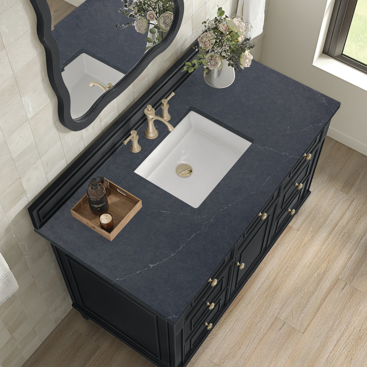 Lorelai 48" Single Vanity, Black Onyx w/ 3 CM Charcoal Soapstone Silestone Top