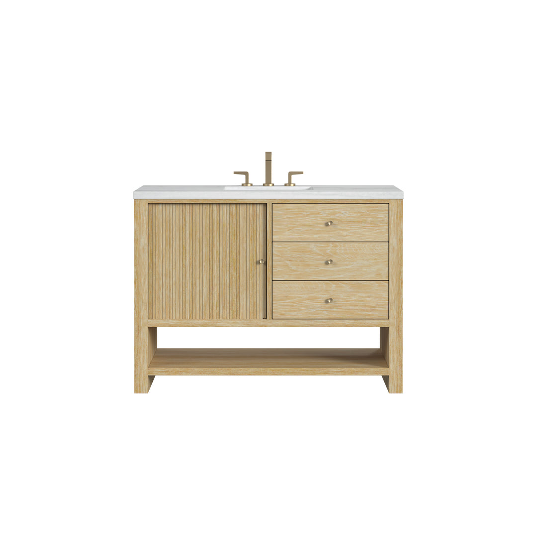 Marigot 48" Single Vanity, Sunwashed Oak w/ 3 CM Arctic Fall Solid Surface Top