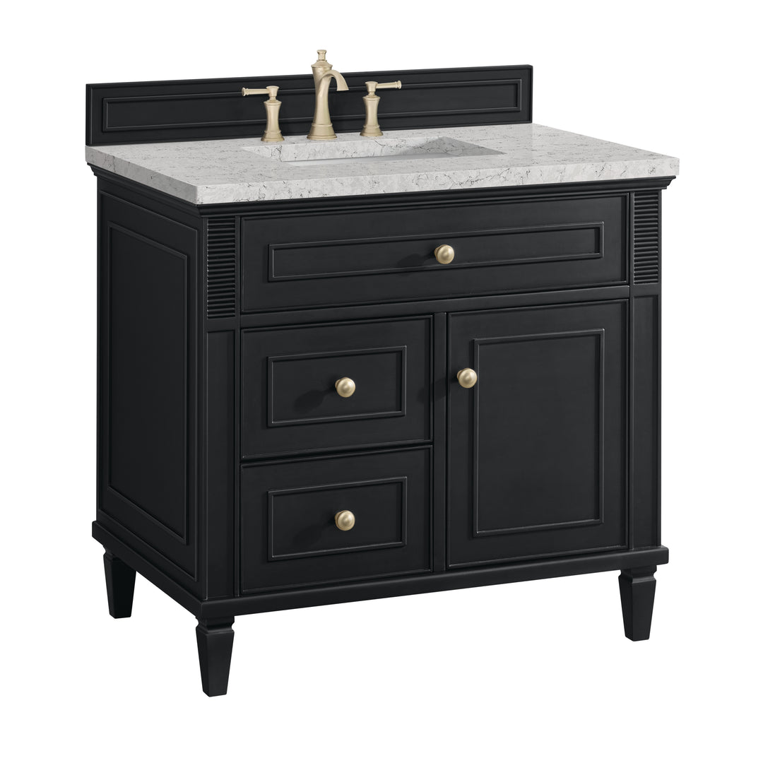 Lorelai 36" Single Vanity, Black Onyx w/ 3 CM Eternal Jasmine Pearl Silestone Top