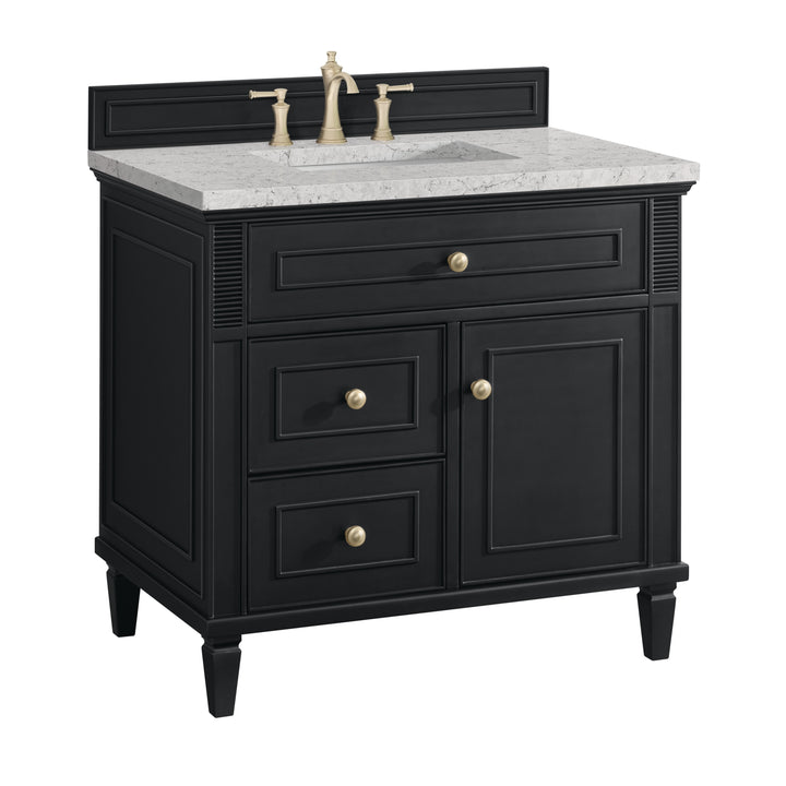 Lorelai 36" Single Vanity, Black Onyx w/ 3 CM Eternal Jasmine Pearl Silestone Top