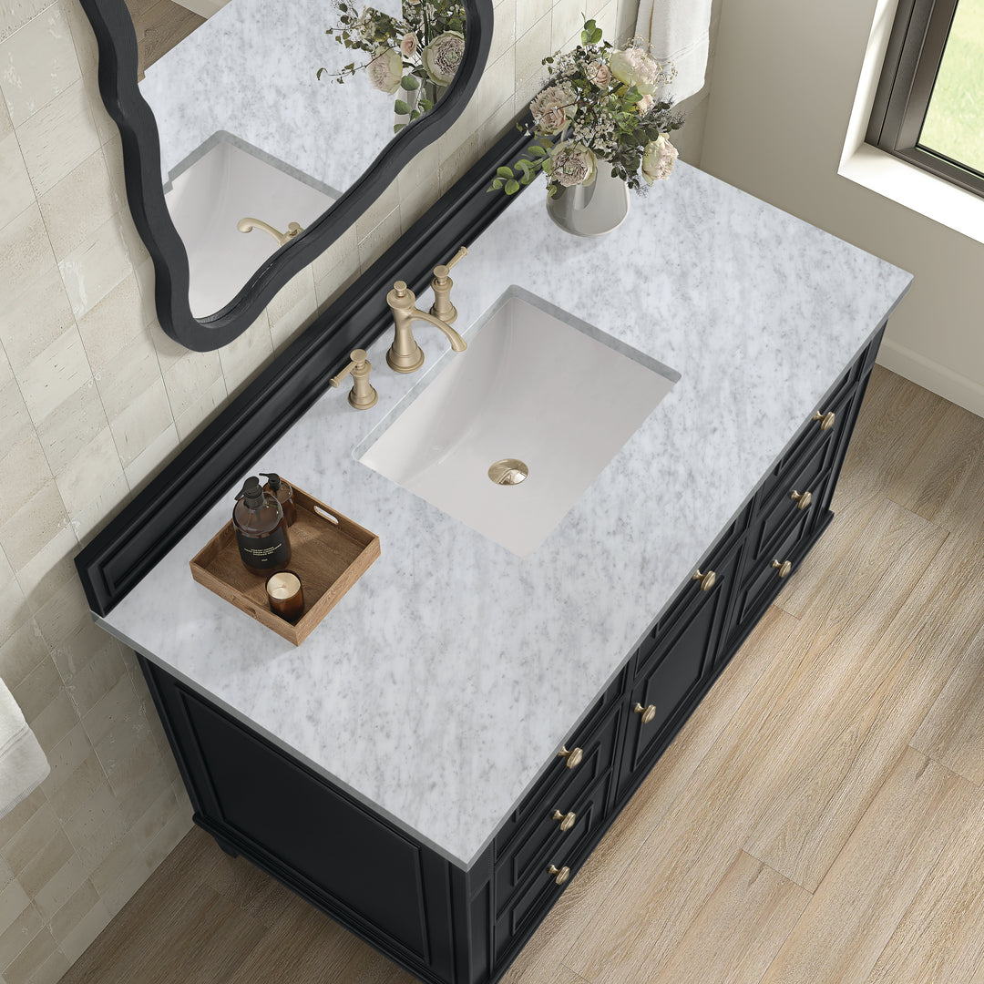 Lorelai 48" Single Vanity, Black Onyx w/ 3 CM Carrara White Marble Top
