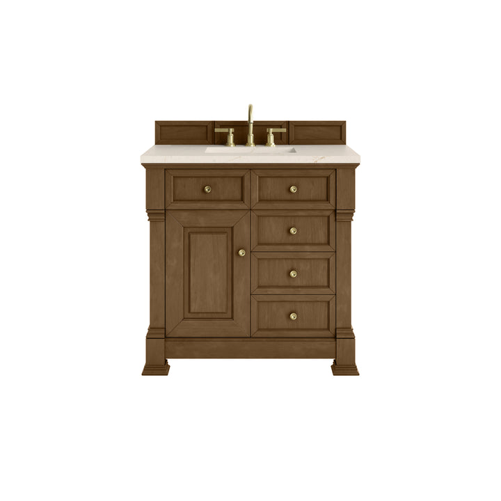 Brookfield 36" Single Vanity, Honey Oak w/ 3 CM Eternal Marfil Silestone® Top